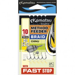 Kamatsu, Haczyk Method Feeder z Przyponem na plecionce Chinu, z fast-stopem - opak. 5 szt.